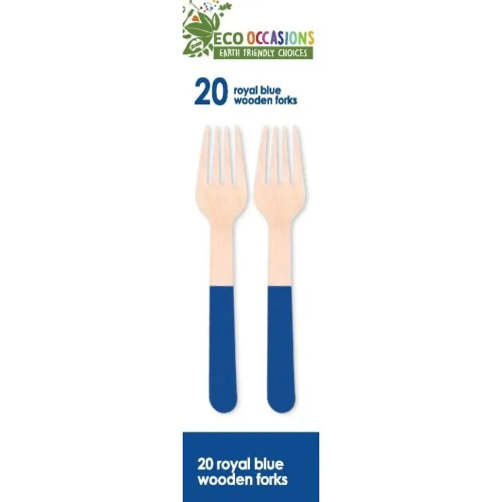 Alpen Eco Occasions Wooden Forks Royal Blue 20Pk 401168