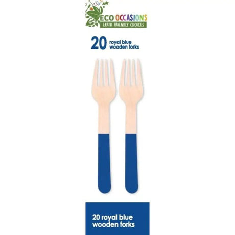 Alpen Eco Occasions Wooden Forks Royal Blue 20Pk 401168