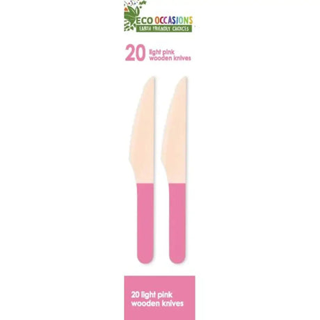 Alpen Eco Occasions Wooden Knives Light Pink 20Pk 401143