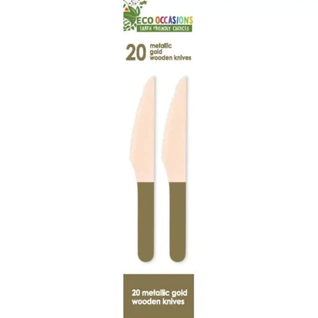 Alpen Eco Occasions Wooden Knives Metallic Gold 20Pk 401141
