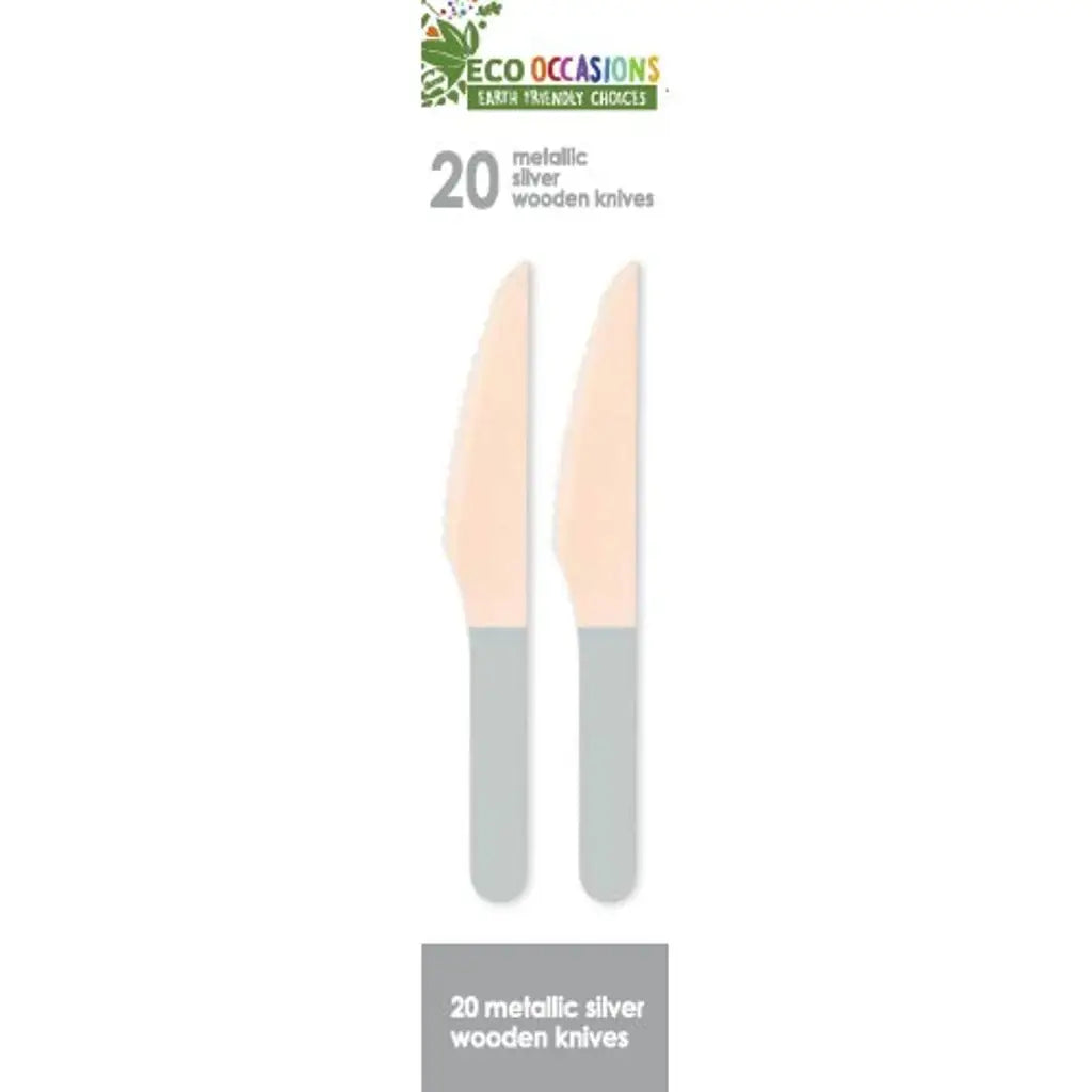 Alpen Eco Occasions Wooden Knives Metallic Silver 20Pk 401142