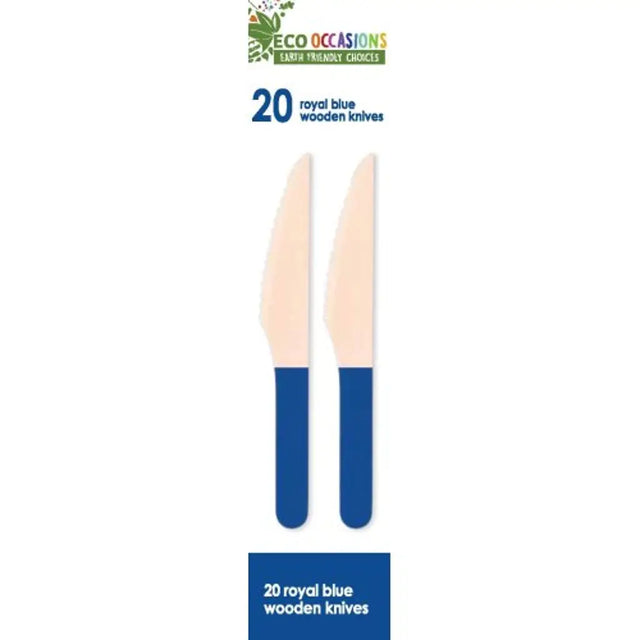 Alpen Eco Occasions Wooden Knives Royal Blue 20Pk 401148