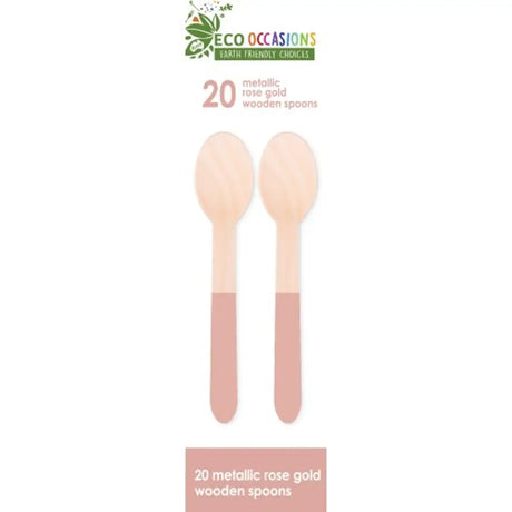 Alpen Eco Occasions Wooden Spoons Metallic Rosegold 20Pk 401180