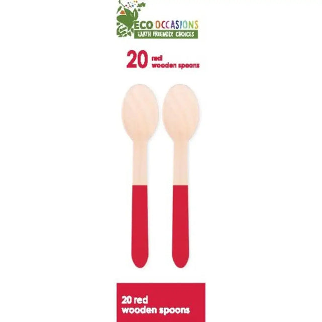 Alpen Eco Occasions Wooden Spoons Red 20Pk 401189