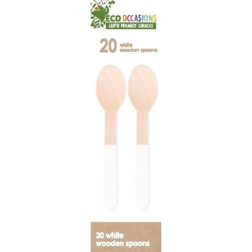 Alpen Eco Occasions Wooden Spoons White 20Pk 401191