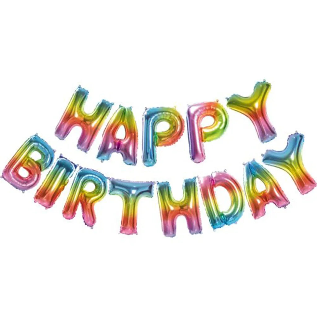 Alpen Foil Balloon Kit Happy Birthday Rainbow 14in 213653