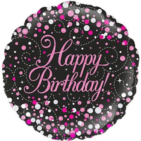 Alpen Foil Balloon Sparkle Fizz Pink Birthday 18in 210700