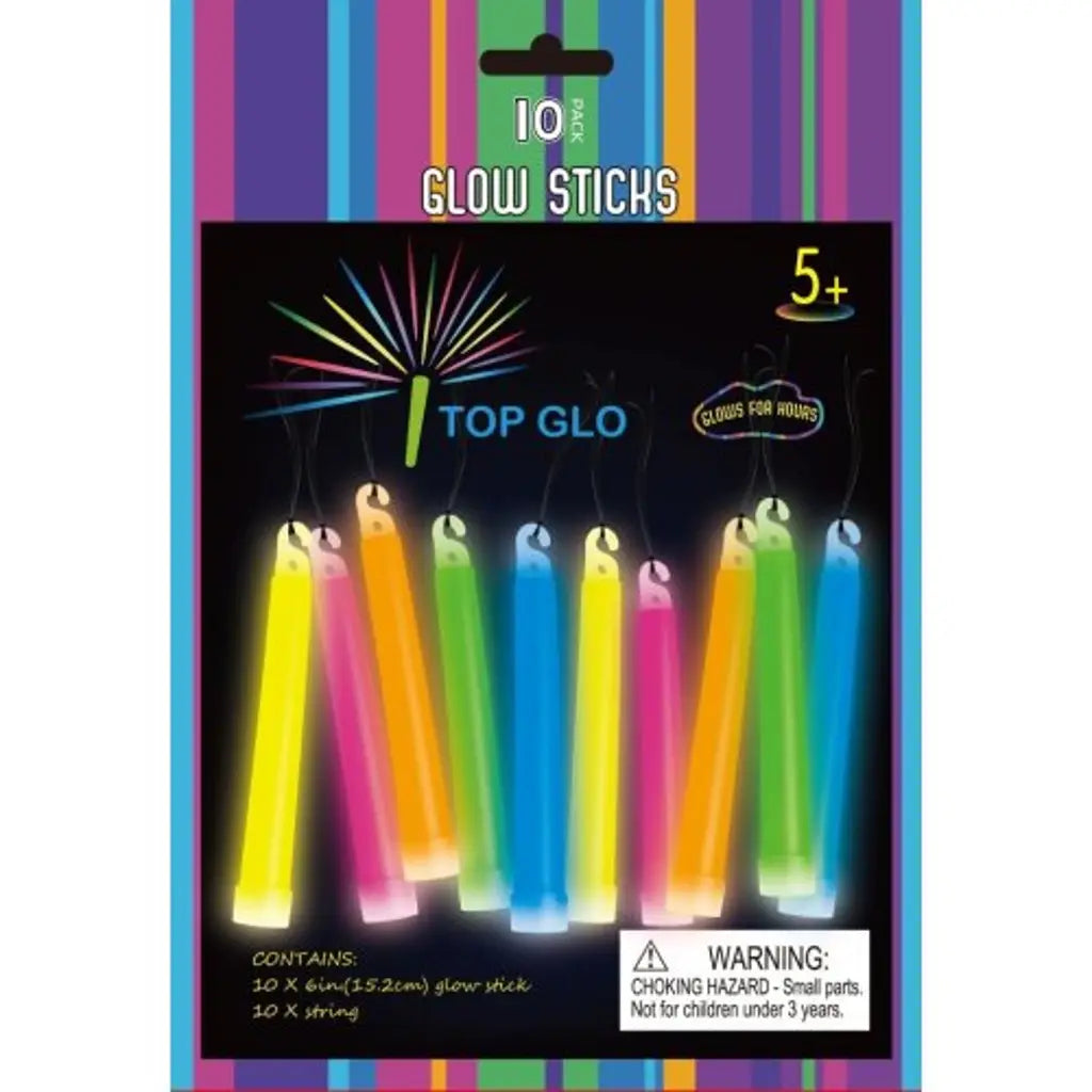 Alpen Glow Stick On String Assorted Colours 15cm 10Pk 251612