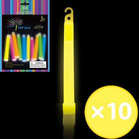 Alpen Glow Stick On String Yellow 15cm 10Pk 251615