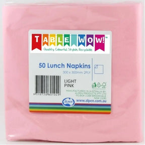 Alpen Lunch Napkins Light Pink 330x330mm 2Ply 50Pk 380104