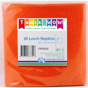 Alpen Lunch Napkins Orange 330x330mm 2Ply 50Pk 380149
