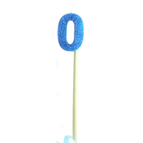 Alpen Occasions Birthday Candles Number 0 Long Stick Glitter Blue 447700