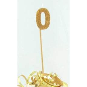Alpen Occasions Birthday Candles Number 0 Long Stick Glitter Gold 447800