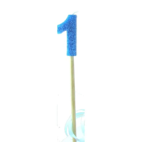 Alpen Occasions Birthday Candles Number 1 Long Stick Glitter Blue 447701
