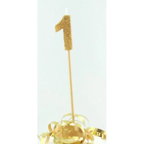 Alpen Occasions Birthday Candles Number 1 Long Stick Glitter Gold 447801