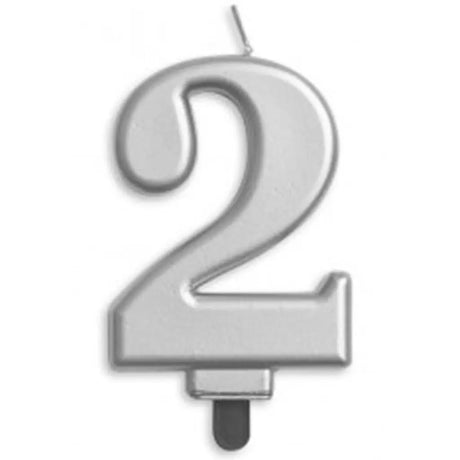 Alpen Occasions Birthday Candles Number 2 Jumbo Silver 431252