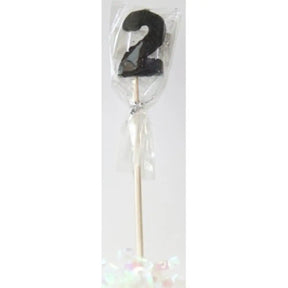 Alpen Occasions Birthday Candles Number 2 Long Stick Glitter Black 447402