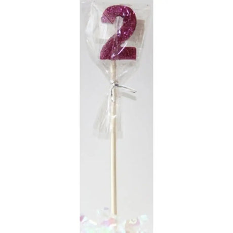 Alpen Occasions Birthday Candles Number 2 Long Stick Glitter Pink 447502