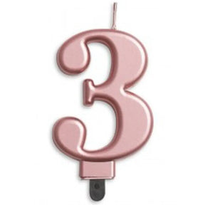 Alpen Occasions Birthday Candles Number 3 Jumbo Rose Gold 431273