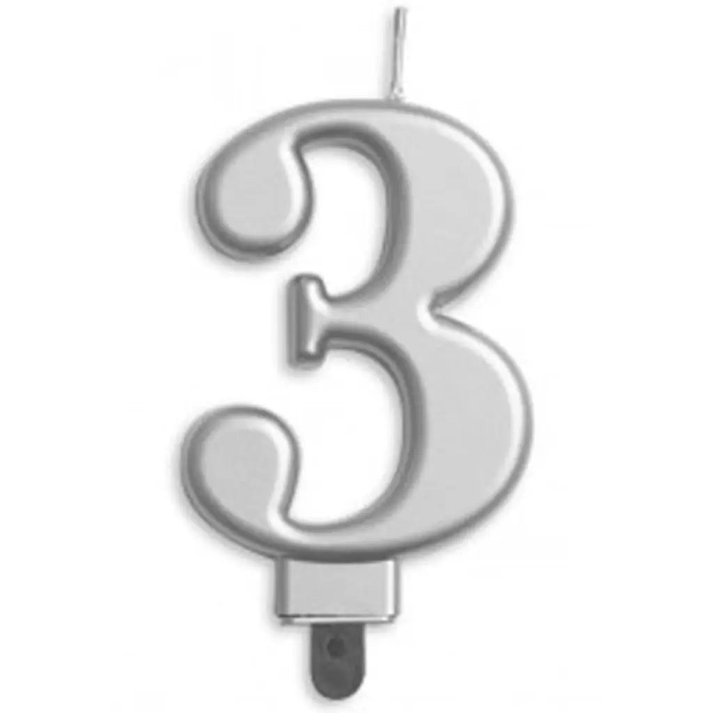 Alpen Occasions Birthday Candles Number 3 Jumbo Silver 431253