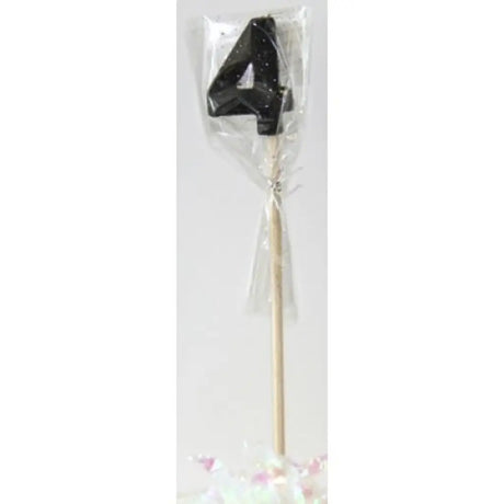 Alpen Occasions Birthday Candles Number 4 Long Stick Glitter Black 447404