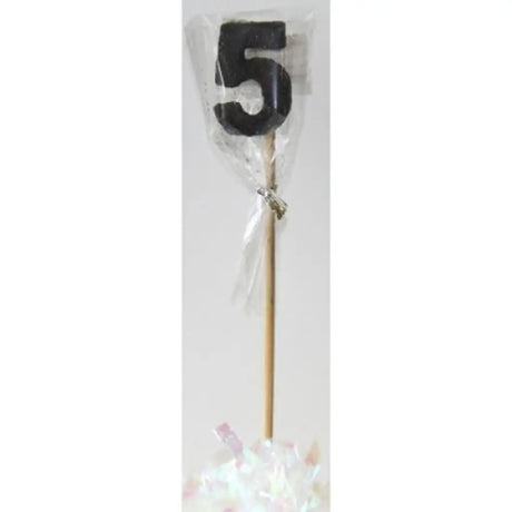 Alpen Occasions Birthday Candles Number 5 Long Stick Glitter Black 447405