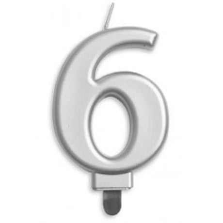 Alpen Occasions Birthday Candles Number 6 Jumbo Silver 431256