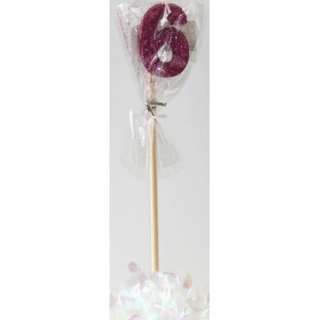 Alpen Occasions Birthday Candles Number 6 Long Stick Glitter Pink 447506