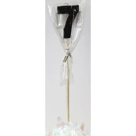 Alpen Occasions Birthday Candles Number 7 Long Stick Glitter Black 447407