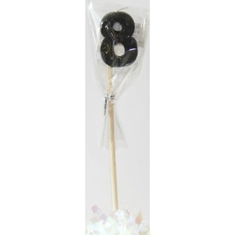 Alpen Occasions Birthday Candles Number 8 Long Stick Glitter Black 447408