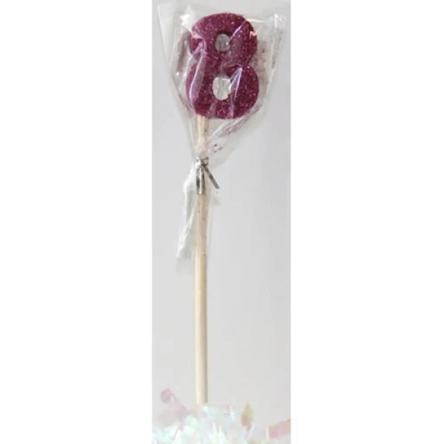 Alpen Occasions Birthday Candles Number 8 Long Stick Glitter Pink 447508