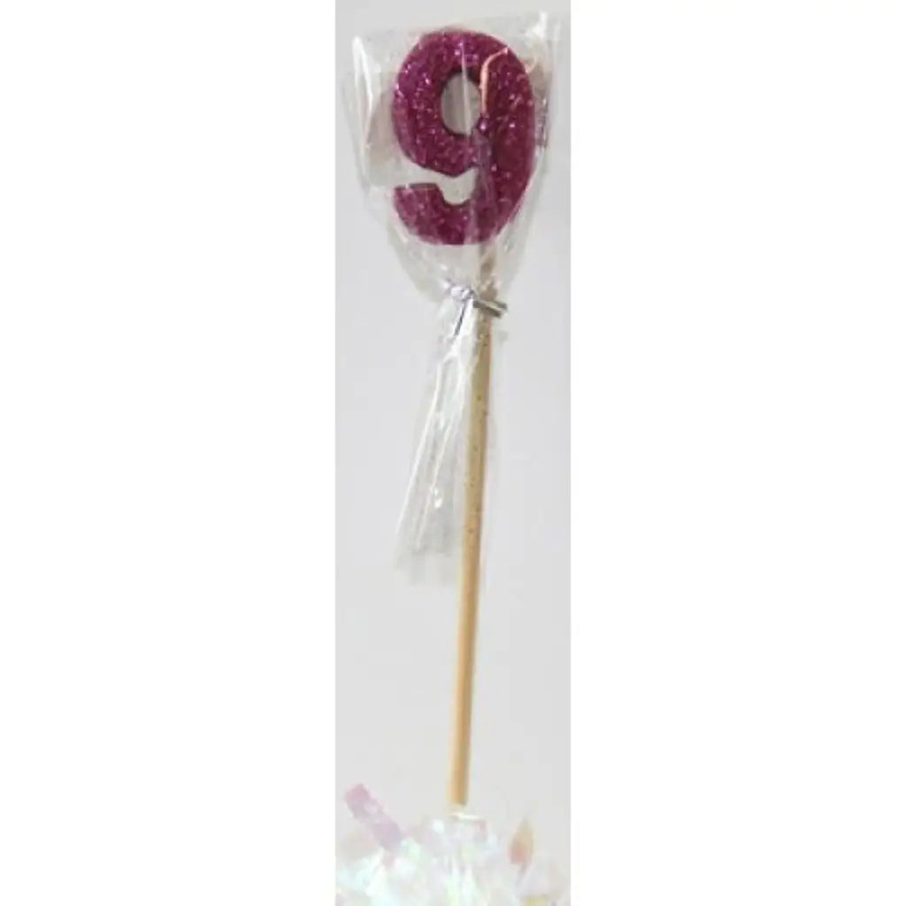 Alpen Occasions Birthday Candles Number 9 Long Stick Glitter Pink 447509