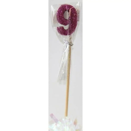 Alpen Occasions Birthday Candles Number 9 Long Stick Glitter Pink 447509