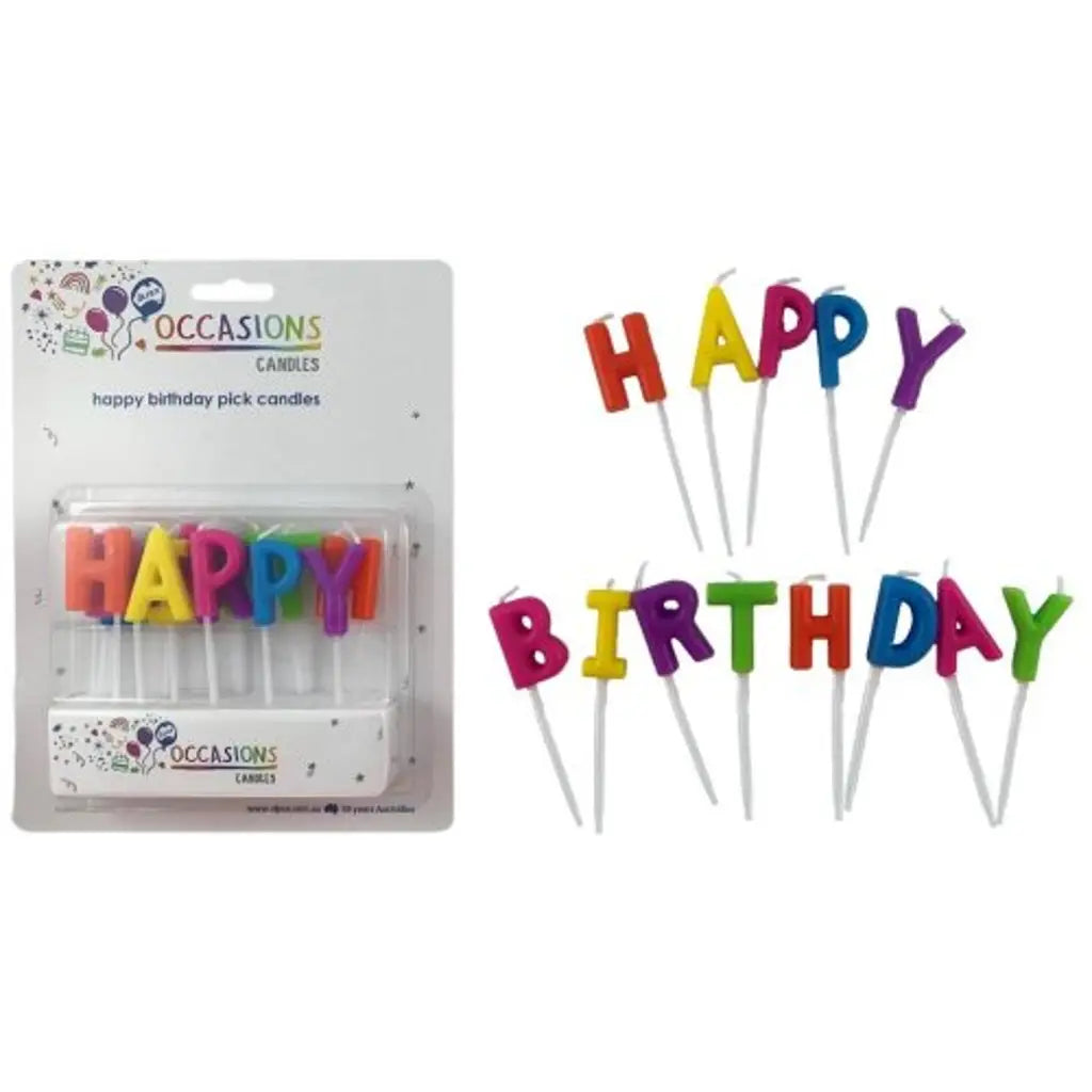 Alpen Occasions Birthday Candles Picks Text Assorted Colours 431163