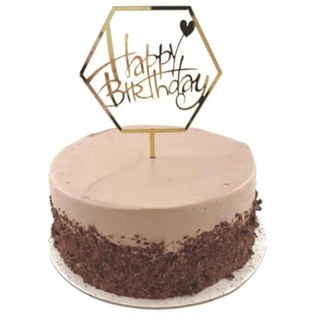 Alpen Occasions Cake Topper Acrylic Happy Birthday Hex Gold 443022