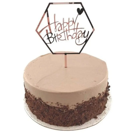 Alpen Occasions Cake Topper Acrylic Happy Birthday Hex Rose Gold 443021
