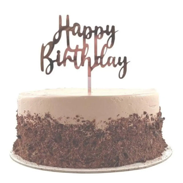 Alpen Occasions Cake Topper Acrylic Happy Birthday Rose Gold 443010