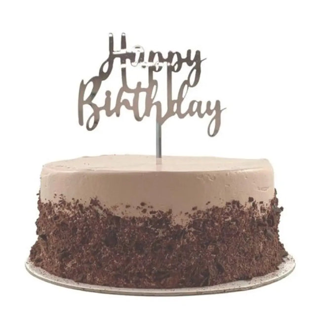 Alpen Occasions Cake Topper Acrylic Happy Birthday Silver 443012