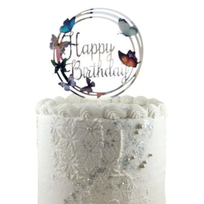 Alpen Occasions Cake Topper Acrylic Happy Birthday With Butterflies 443045