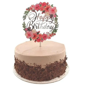 Alpen Occasions Cake Topper Acrylic Happy Birthday With Flowers 443046