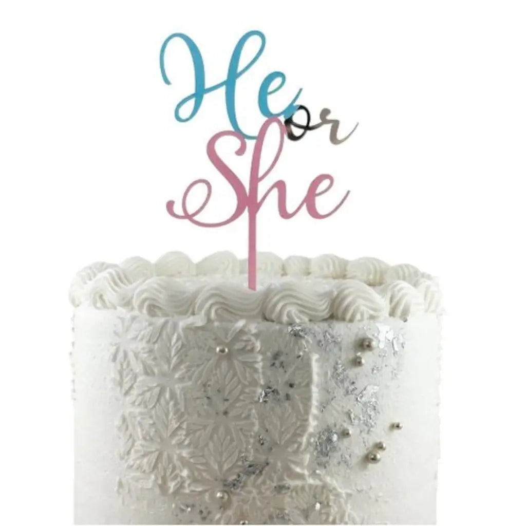 Alpen Occasions Cake Topper Acrylic He or She 443047