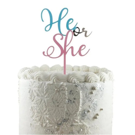 Alpen Occasions Cake Topper Acrylic He or She 443047