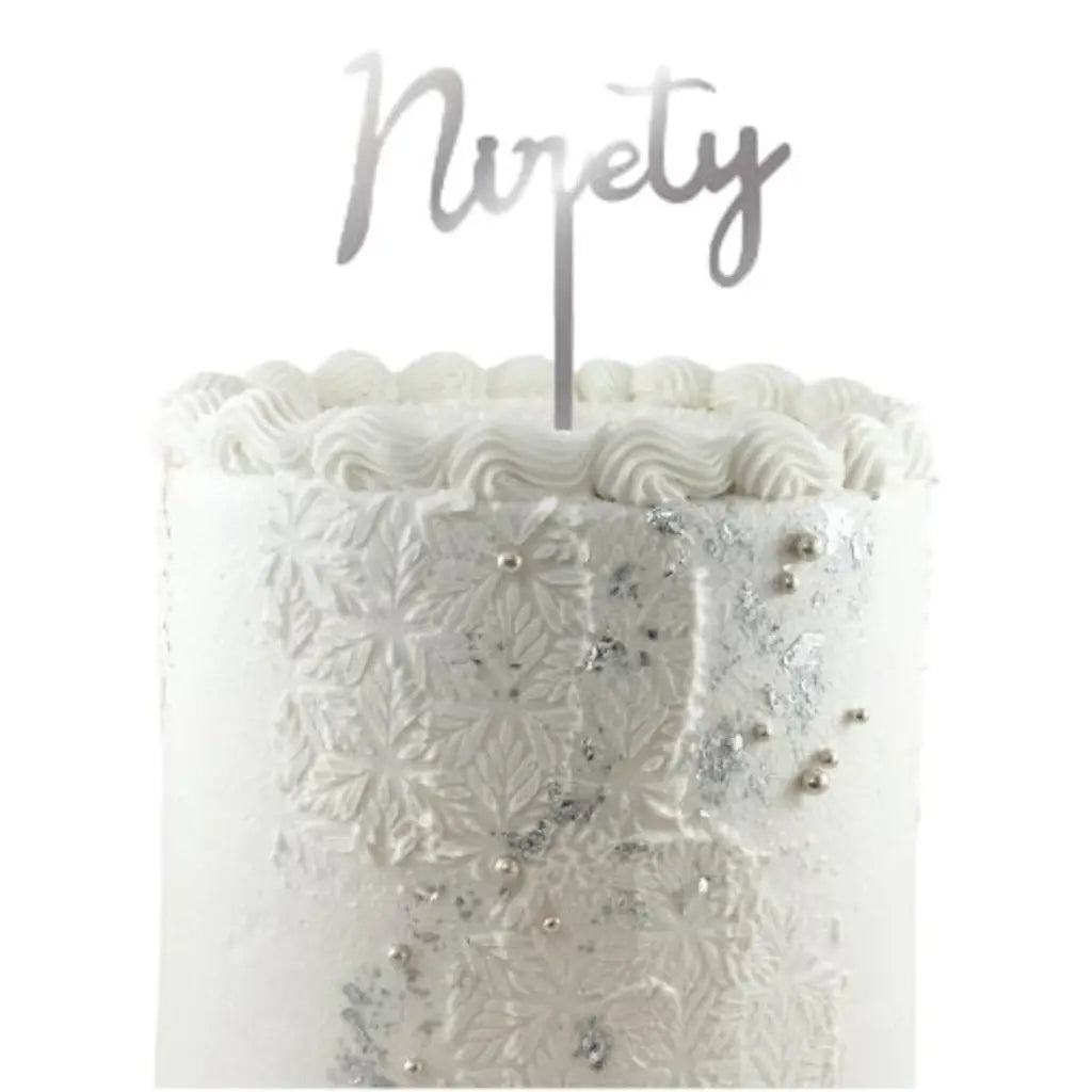 Alpen Occasions Cake Topper Acrylic Ninety Silver 443122
