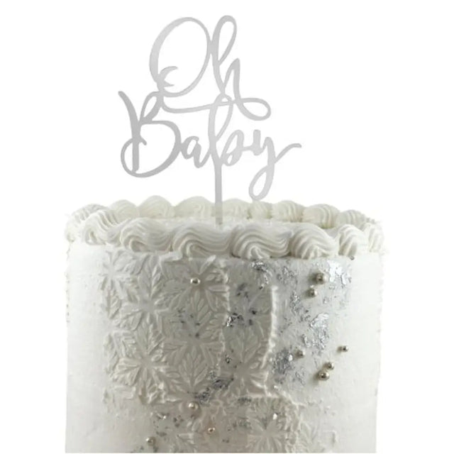 Alpen Occasions Cake Topper Acrylic Oh Baby Silver 443039