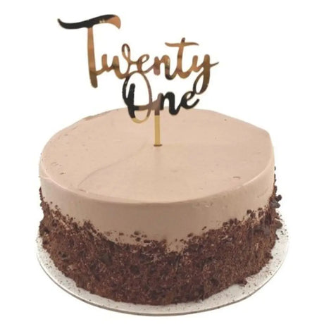 Alpen Occasions Cake Topper Acrylic Twenty One Gold 443085