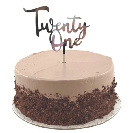 Alpen Occasions Cake Topper Acrylic Twenty One Silver 443086