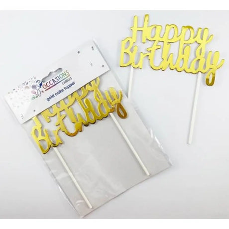 Alpen Occasions Cake Topper Happy Birthday Metallic Gold 443002