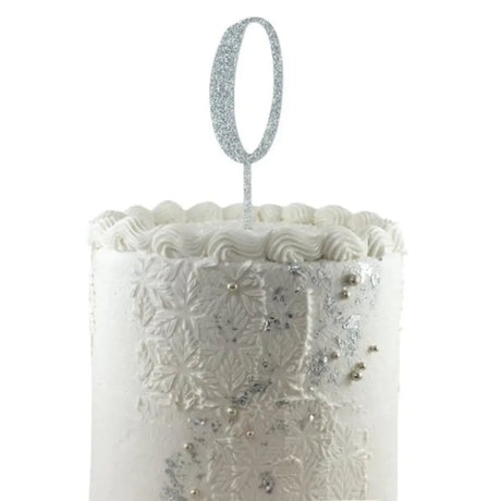 Alpen Occasions Cake Topper Number 0 Glitter Silver 443160