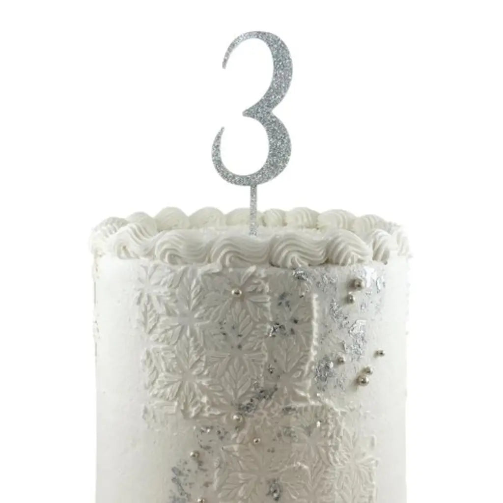 Alpen Occasions Cake Topper Number 3 Glitter Silver 443163