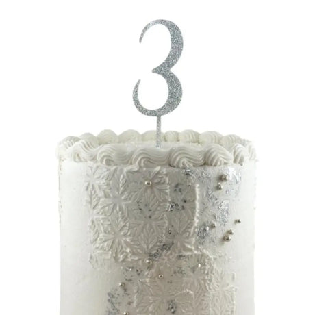 Alpen Occasions Cake Topper Number 3 Glitter Silver 443163